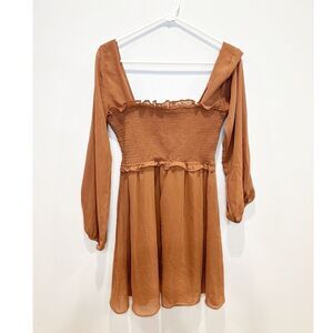 Altard state long sleeve mini dress brown